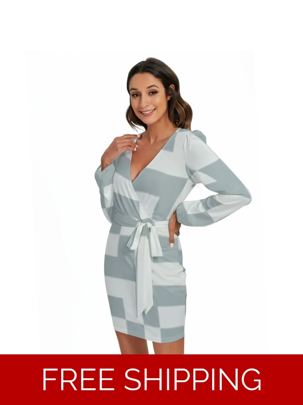 Motiff Long Sleeve Dress with Waist Belt